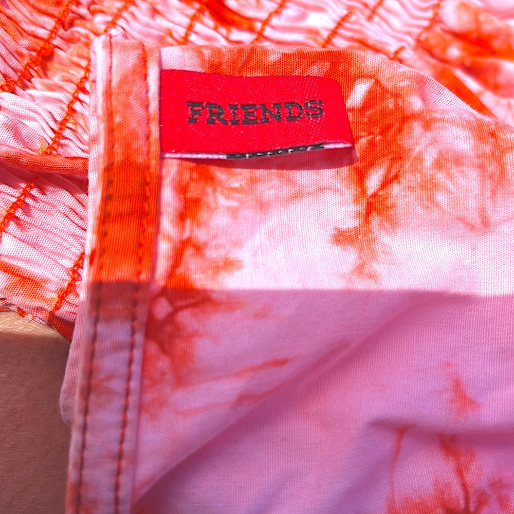 🚫Gifted Friends Hilda top peach & orange tie dye 100% cotton slim seer sucker - Picture 9 of 10